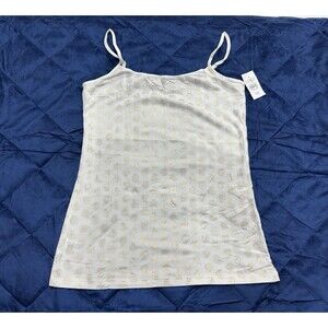 Loft women size M white and gold cotton spaghetti strap tank top  new